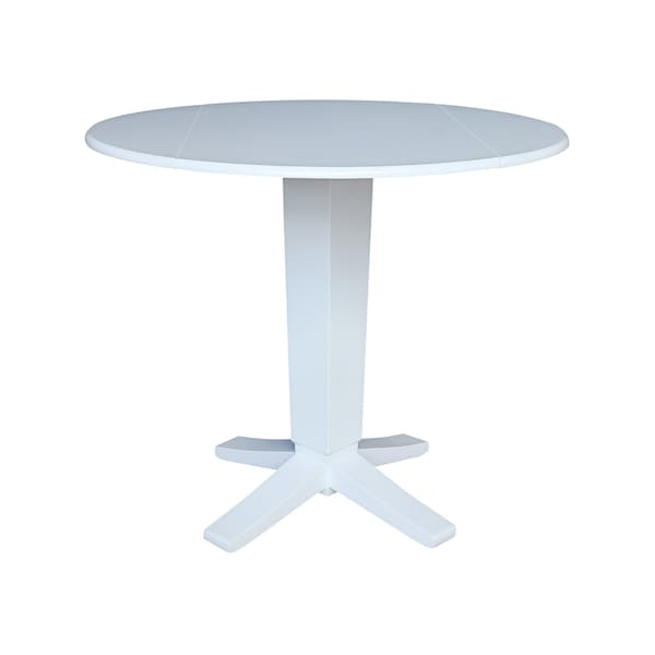 International Concepts 42 in. Solid Wood Dual Drop Leaf Dining Table with 2 Counter Height Stools in White - K08-42DPT-23-S6132-2