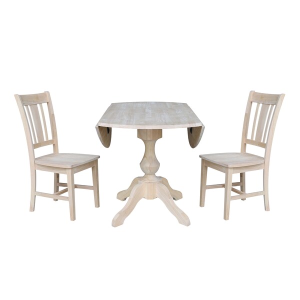 International Concepts Round 42 in Rd Top Pedestal Table, 2 Chairs, Unfinished, Ready to Finish, 42 in W, 42 in L, Wood - K-42DPT-11-C10-2