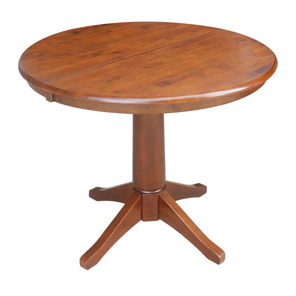 International Concepts Round 36 in Rd Top Pedestal Table, 12 in Leaf, 28.9 inH, Dining Height, Espresso, 36 in W, 48 in L - K581-36RXT-27B