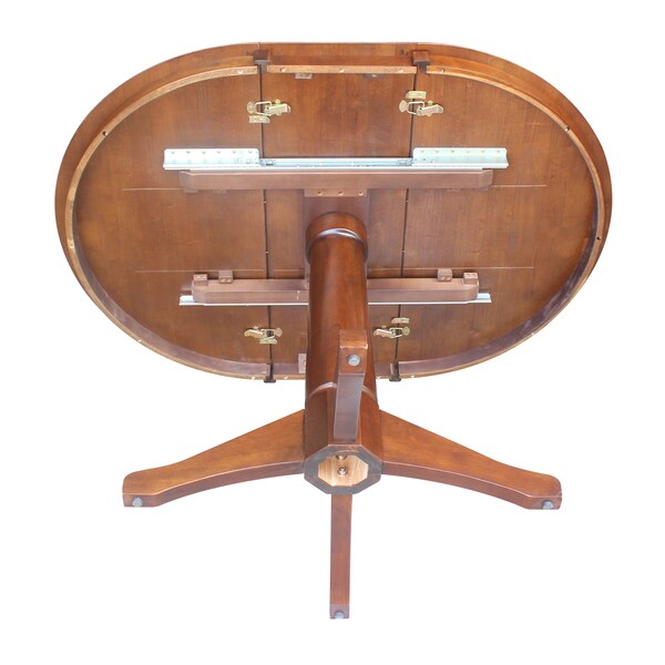 International Concepts Round 36 in Rd Top Pedestal Table, 12 in Leaf, 28.9 inH, Dining Height, Espresso, 36 in W, 48 in L - K581-36RXT-27B