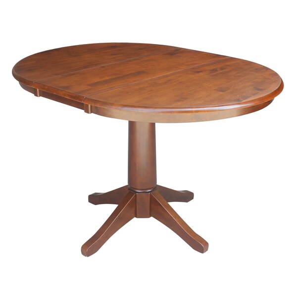 International Concepts Round 36 in Rd Top Pedestal Table, 12 in Leaf, 28.9 inH, Dining Height, Espresso, 36 in W, 48 in L - K581-36RXT-27B