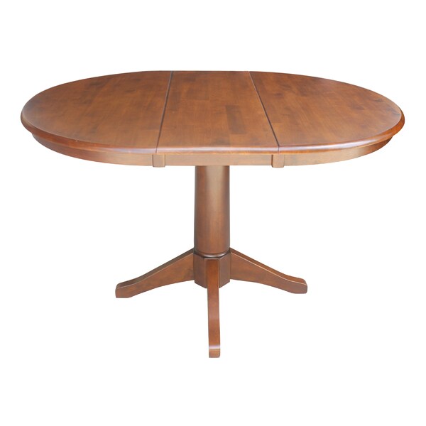 International Concepts Round 36 in Rd Top Pedestal Table, 12 in Leaf, 28.9 inH, Dining Height, Espresso, 36 in W, 48 in L - K581-36RXT-27B