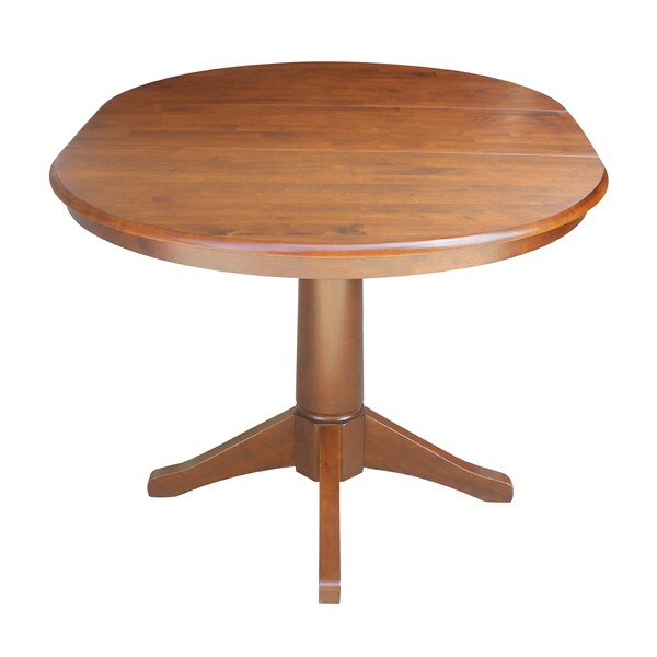 International Concepts Round 36 in Rd Top Pedestal Table, 12 in Leaf, 28.9 inH, Dining Height, Espresso, 36 in W, 48 in L - K581-36RXT-27B