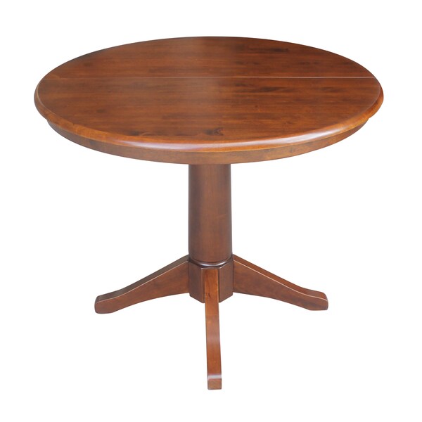 International Concepts Round 36 in Rd Top Pedestal Table, 12 in Leaf, 28.9 inH, Dining Height, Espresso, 36 in W, 48 in L - K581-36RXT-27B