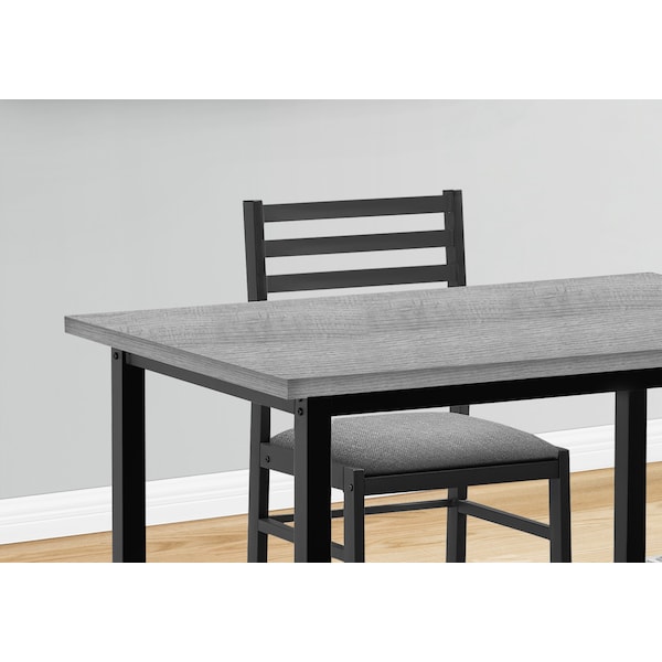 Monarch Specialties Dining Set, 5pcs Set, 40 in. Rectangular, Kitchen, Small, Black Metal, Grey Laminate, Grey Fabric - I 1037