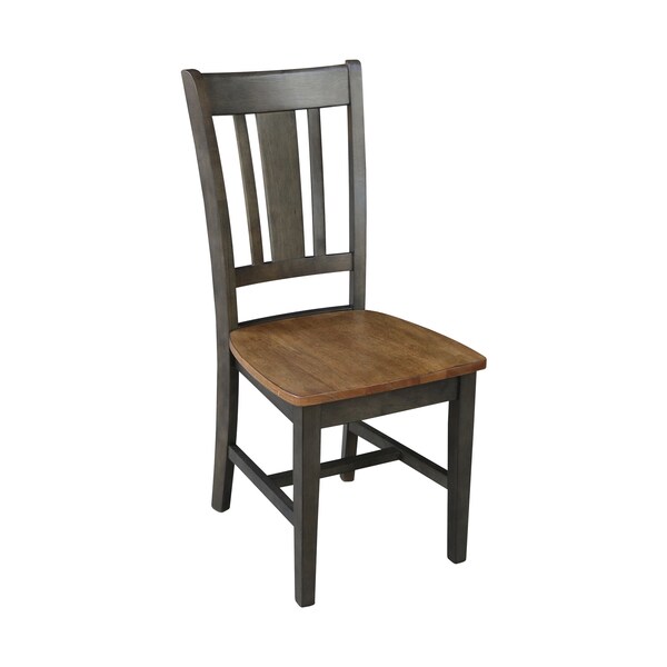 International Concepts 42 in. Solid Wood Round Dual Drop Leaf Dining Table with 4 Chairs in Hickory/Washed Coal - K45-42DL-C10-4