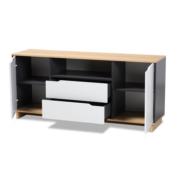 Baxton Studio Reed Mid-Century Multicolor 2-Door Wood Dining Room Sideboard - 159-10213
