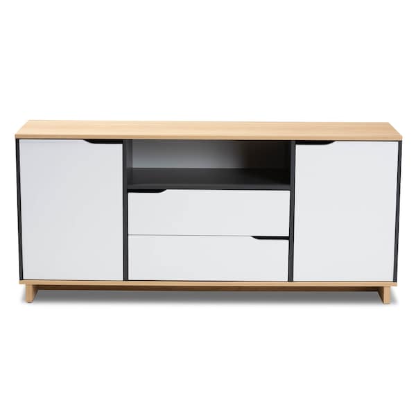 Baxton Studio Reed Mid-Century Multicolor 2-Door Wood Dining Room Sideboard - 159-10213