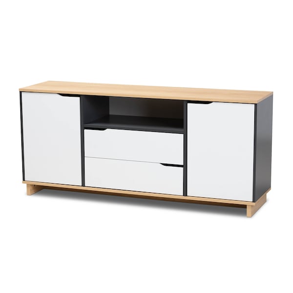 Baxton Studio Reed Mid-Century Multicolor 2-Door Wood Dining Room Sideboard - 159-10213