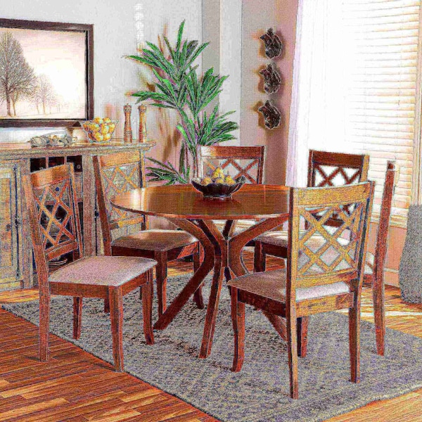 Baxton Studio Jana Modern and Contemporary Grey Fabric and Walnut Brown Finished Wood 7-Piece Dining Set - 174-10541-10893-ZORO