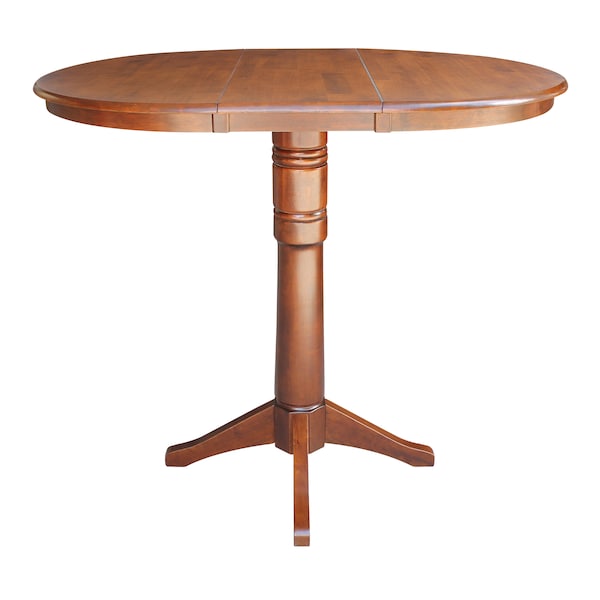 International Concepts Round 36 in Rd Top Pedestal Table, 12 in Leaf, 40.9 inH, Adjustable Height, Espresso, 36 in W, 48 in L - K581-36RXT-27B-6B-2