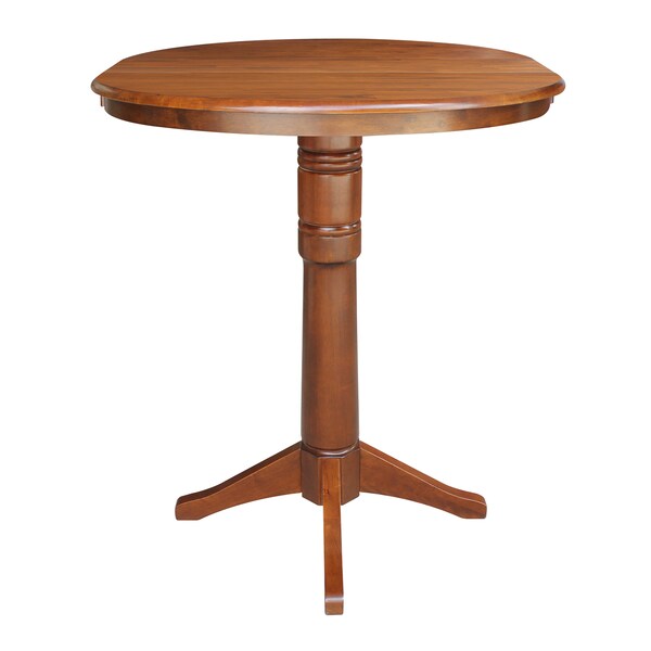 International Concepts Round 36 in Rd Top Pedestal Table, 12 in Leaf, 40.9 inH, Adjustable Height, Espresso, 36 in W, 48 in L - K581-36RXT-27B-6B-2