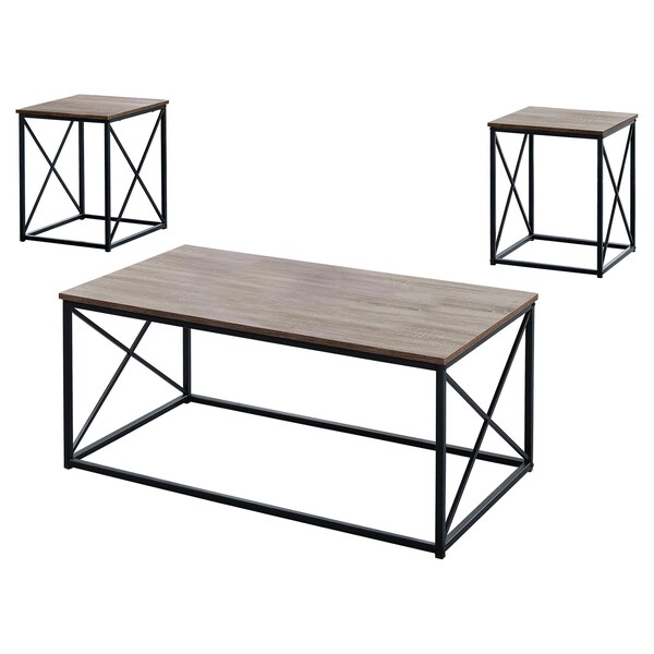 Homeroots Dark Taupe, Black Metal Table Set - 3 Piece - 366086