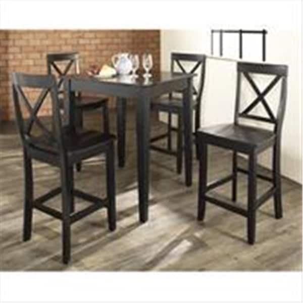 Betterbeds Crosley Furniture  5 Piece Pub Dining Set with Tapered Leg and X-Back Stools in Black Finish - BE763298