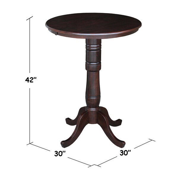International Concepts Round 30 in Round Top Pedestal Table, 40.9 inH, Rich Mocha, 30 in W, 30 in L, 40.9 in H, Wood - K15-30RT-6B-2