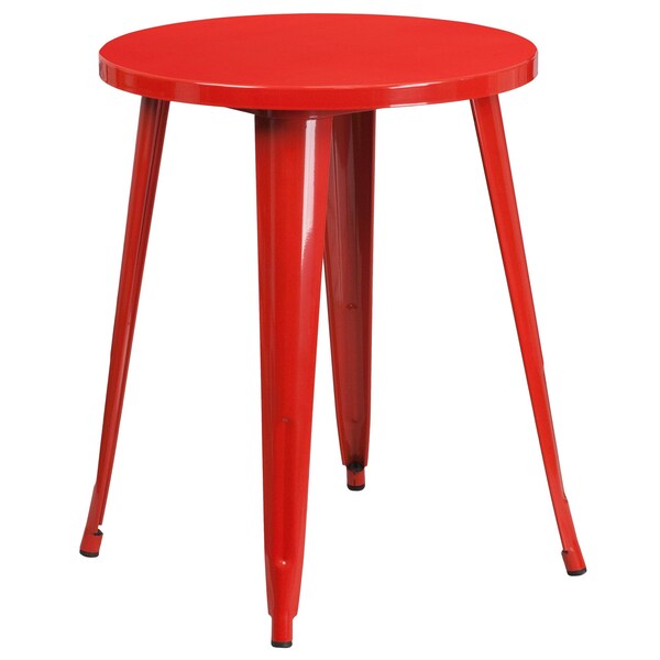 Flash Furniture Round Red Metal Table Set, 24RD, 24" W, 24" L, 29" H, Metal, Red - CH-51080TH-2-18CAFE-RED-GG