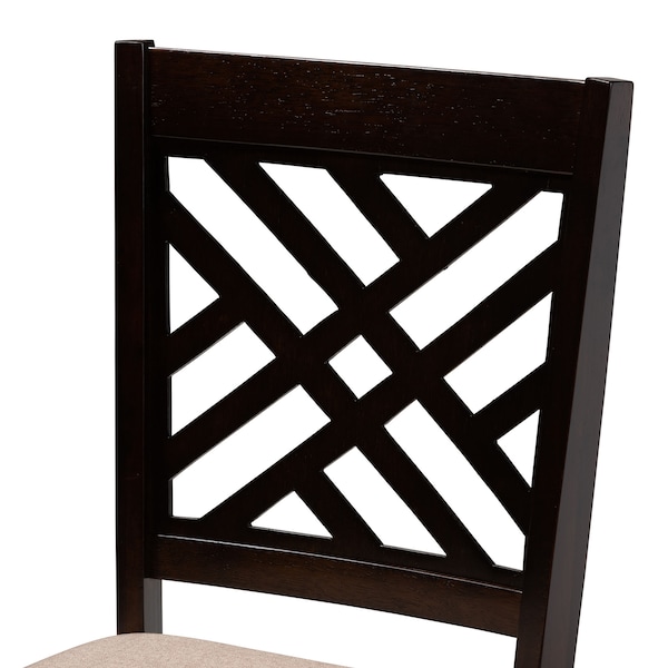 Baxton Studio Caron Sand Upholstered Espresso Finished Wood 5-Piece Dining Set - 153-9401-8026