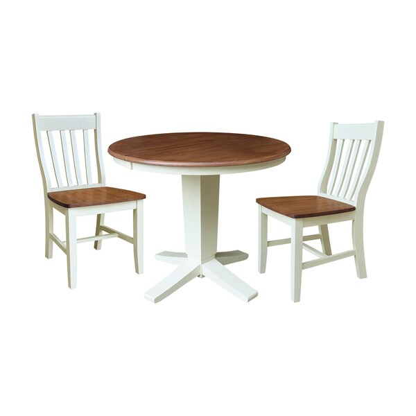 Whitewood Industries Rectangular Extension Dining Table W/ 2 Chairs, 36 in W, 30.1 in L, 48 in H, Parawood, 3 - K79-36RXT-23B-C61-2