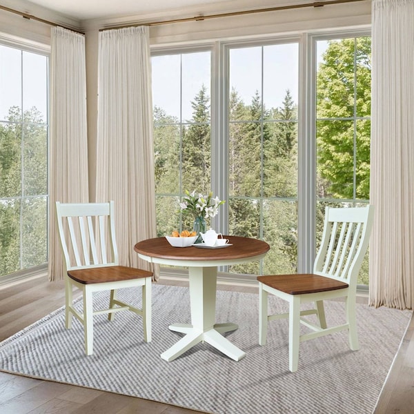 Whitewood Industries Rectangular Extension Dining Table W/ 2 Chairs, 36 in W, 30.1 in L, 48 in H, Parawood, 3 - K79-36RXT-23B-C61-2