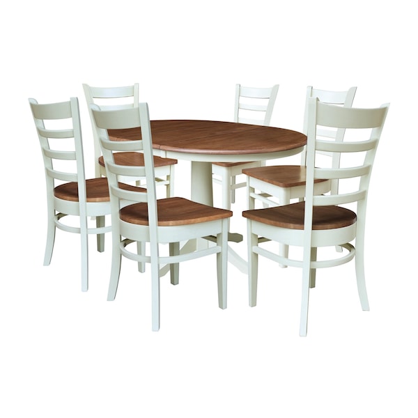 Whitewood Industries Rectangular Extension Dining Table W/ 6 Chairs, 36 in W, 30.1 in L, 48 in H, Parawood, 7 - K79-36RXT-27B-C617-6