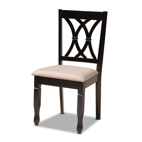 Baxton Studio Millie Sand Upholstered and Dark Brown Wood 5-Piece Dining Set - 169-9403-10896