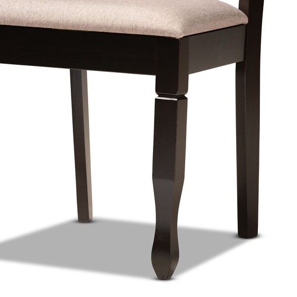 Baxton Studio Millie Sand Upholstered and Dark Brown Wood 5-Piece Dining Set - 169-9403-10896