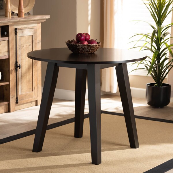Baxton Studio Ela Dark Brown Finished 35-Inch-Wide Round Wood Dining Table - 169-10896
