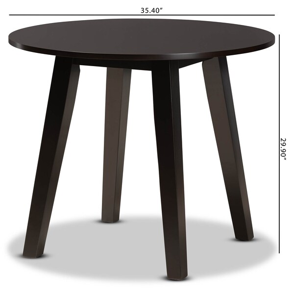 Baxton Studio Ela Dark Brown Finished 35-Inch-Wide Round Wood Dining Table - 169-10896