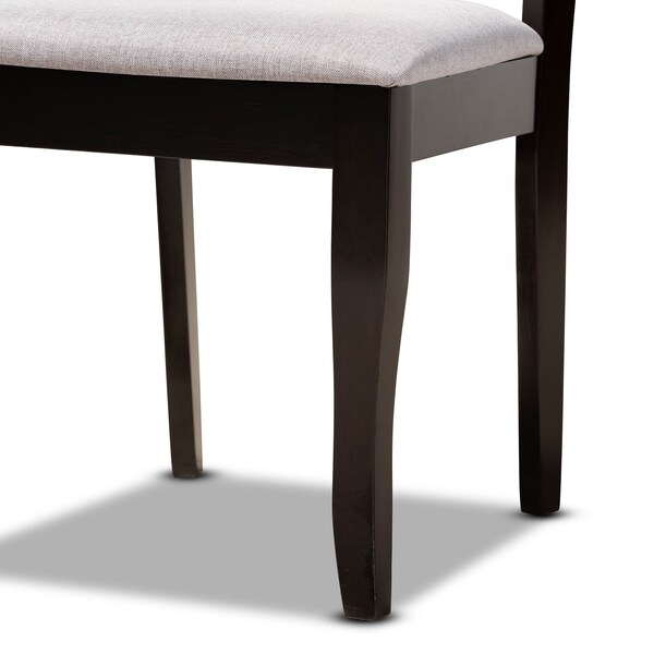 Baxton Studio Daisy Grey Upholstered and Dark Brown Finished Wood 5-Piece Dining Set - 173-9726-10896