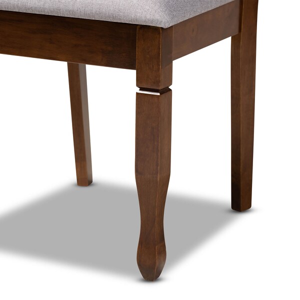 Baxton Studio Aggie Grey Upholstered and Walnut Wood 5-Piece Dining Set - 173-9882-10897