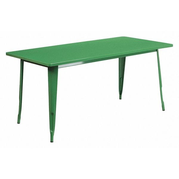 Flash Furniture Rectangle Yellow Metal Table Set, 31.5SQ, 31.5" W, 63" L, 29.5" H, Metal, Green - ET-CT005-GN-GG