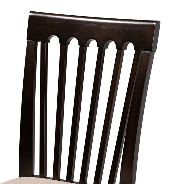 Baxton Studio Minette Sand Upholstered Espresso Finished Wood 5-Piece Dining Set - 153-9397-8026