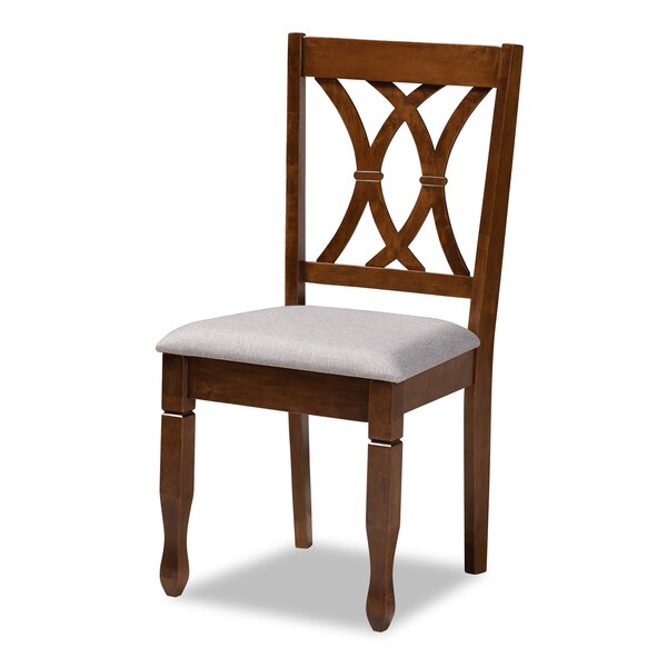 Baxton Studio April Grey Upholstered and Walnut Wood 5-Piece Dining Set - 173-9882-10901