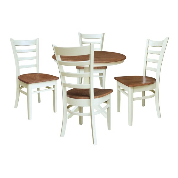 Whitewood Industries Rectangular Fixed Top Table W/ 4 Chairs, 36 in W, 29.9 in L, 36 in H, Parawood, Hickory/Shell, 5 - K79-36RT-27B-C617-4
