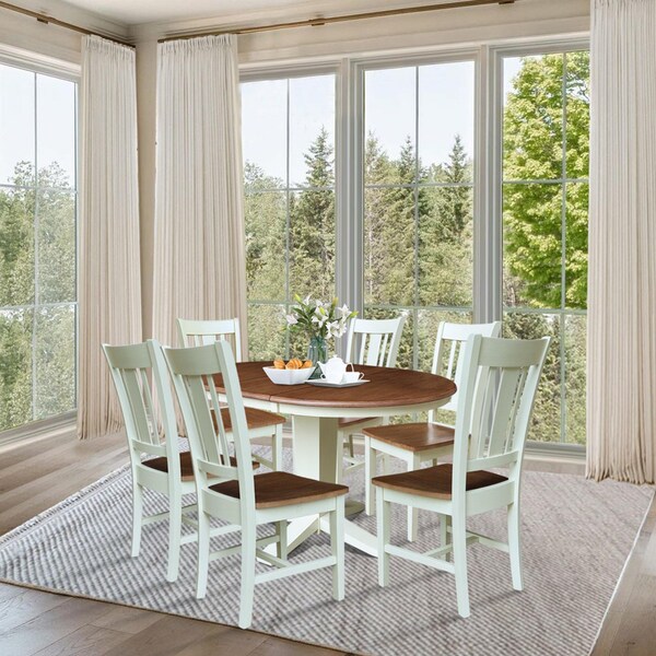 Whitewood Industries Rectangular Extension Dining Table W/ 6 Chairs, 36 in W, 30.1 in L, 48 in H, Parawood, 7 - K79-36RXT-23B-C10-6