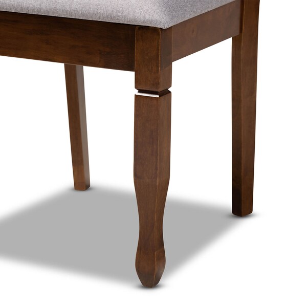 Baxton Studio Irene Grey Upholstered and Walnut Wood 5-Piece Dining Set - 173-9882-10899