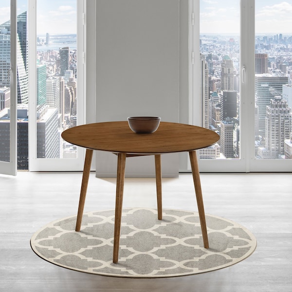 Armen Living Arcadia 42" Round Dining Table in Walnut Wood - LCARDIWA42