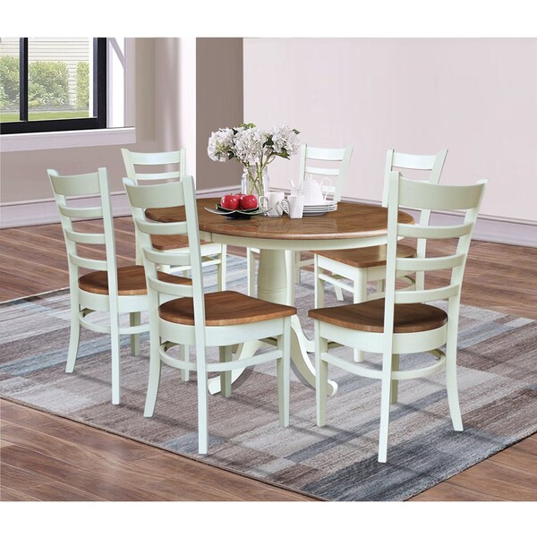Whitewood Industries Rectangular Extension Dining Table W/ 6 Chairs, 36 in W, 29.3 in L, 48 in H, Parawood, 7 - K79-36RXT-C617-6