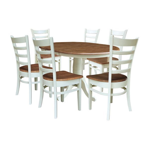 Whitewood Industries Rectangular Extension Dining Table W/ 6 Chairs, 36 in W, 29.3 in L, 48 in H, Parawood, 7 - K79-36RXT-C617-6