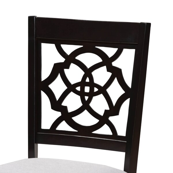 Baxton Studio Renaud Grey Upholstered Espresso Finished 5-Piece Wood Dining Set - 157-9730-8026