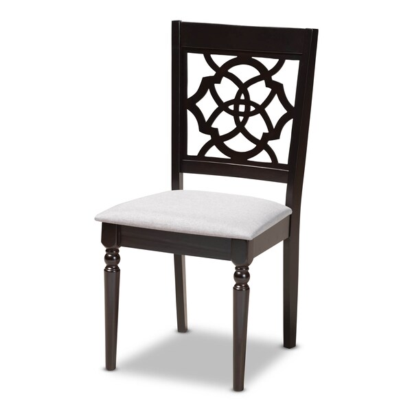 Baxton Studio Renaud Grey Upholstered Espresso Finished 5-Piece Wood Dining Set - 157-9730-8026