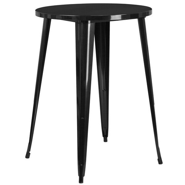 Flash Furniture Round Black Metal Bar Set, 30RD, 30" W, 30" L, 41" H, Metal, Black - CH-51090BH-4-30SQST-BK-GG