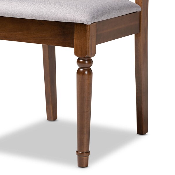 Baxton Studio Julie Grey Upholstered and Walnut Wood 5-Piece Dining Set - 172-9878-10897