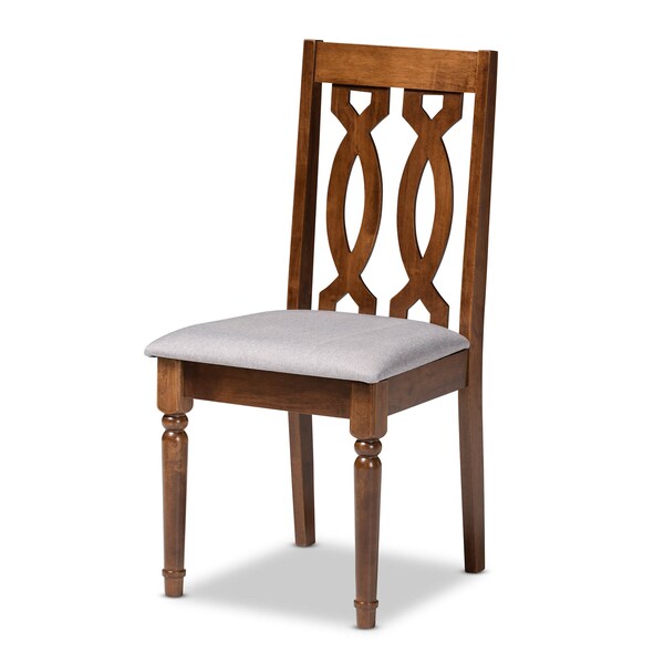 Baxton Studio Julie Grey Upholstered and Walnut Wood 5-Piece Dining Set - 172-9878-10897