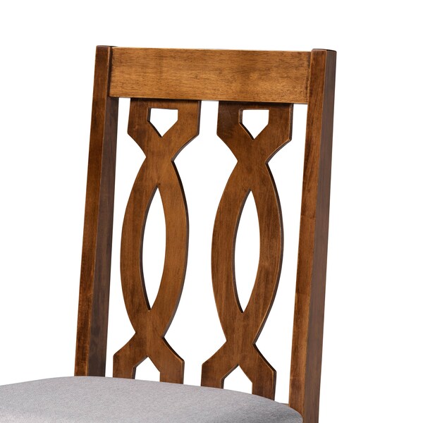 Baxton Studio Julie Grey Upholstered and Walnut Wood 5-Piece Dining Set - 172-9878-10897
