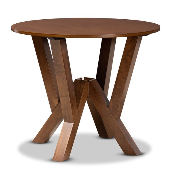 Baxton Studio Zoe Grey Upholstered and Walnut Wood 5-Piece Dining Set - 173-9874-10899