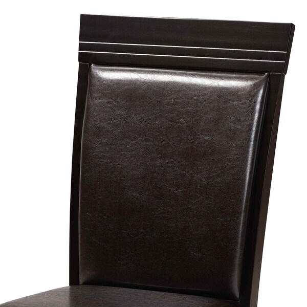 Baxton Studio Miya Dark Brown Upholstered and Dark Brown Wood 5-Piece Dining Set - 169-8031-10896