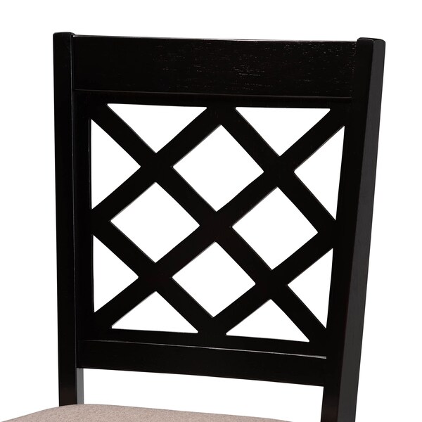 Baxton Studio Verner Sand Upholstered Dark Brown Finished 7-Piece Wood Dining Set - 170-10531-10519