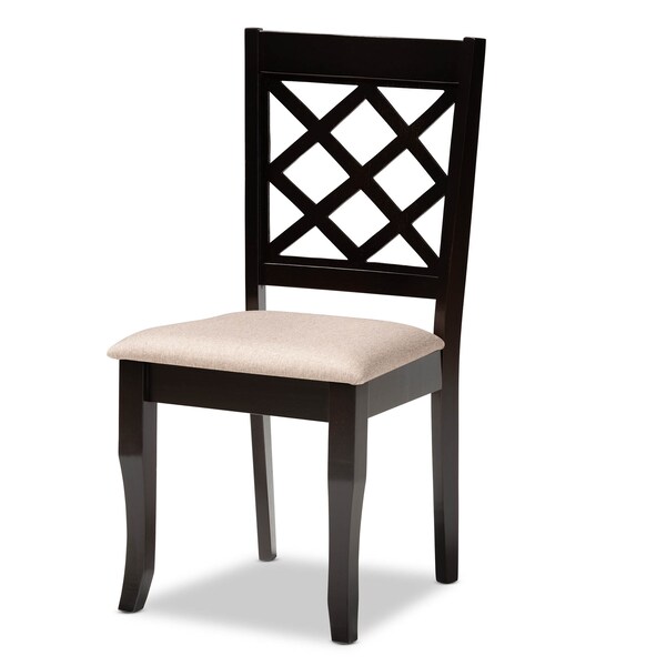 Baxton Studio Verner Sand Upholstered Dark Brown Finished 7-Piece Wood Dining Set - 170-10531-10519