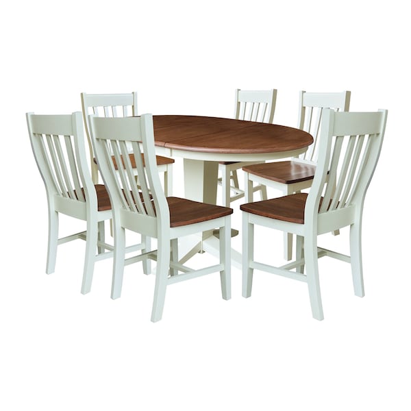 Whitewood Industries Rectangular Extension Dining Table W/ 6 Chairs, 36 in W, 30.1 in L, 48 in H, Parawood, 7 - K79-36RXT-23B-C61-6